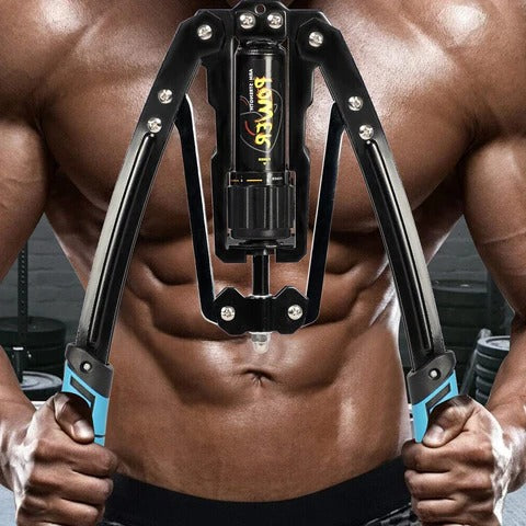 Belro Heavy Duty Hydraulic Chest Arm Resistance Exerciser for men, showing adjustable straps and padded handles for workout training.
