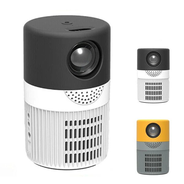 Belro portable mini movie projector displaying a vibrant image on a wall, compact design ideal for home entertainment.