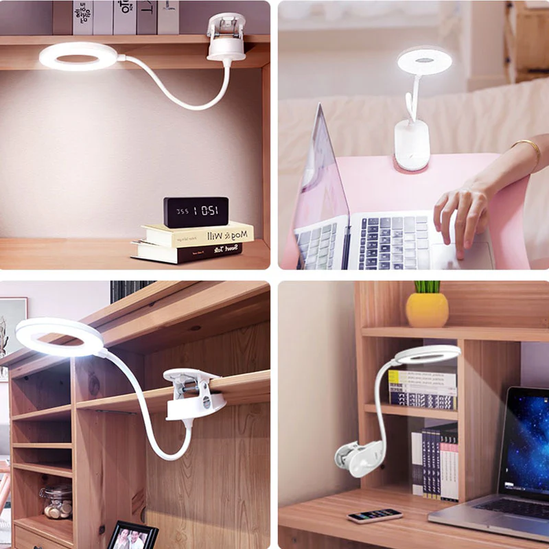 Belro wireless clip-on desk lamp with adjustable arm, ideal for home and outdoor workspaces, featuring bright LED lighting.