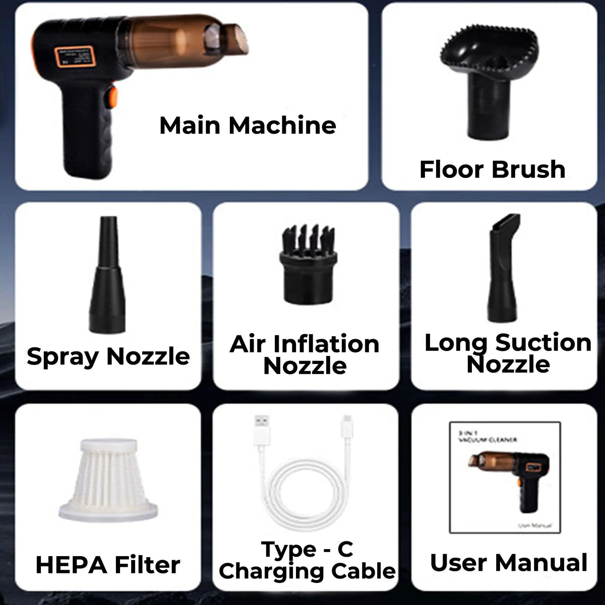 Belro cordless car vacuum cleaner with compact design and handheld nozzle, suitable for cleaning car interiors and upholstery.