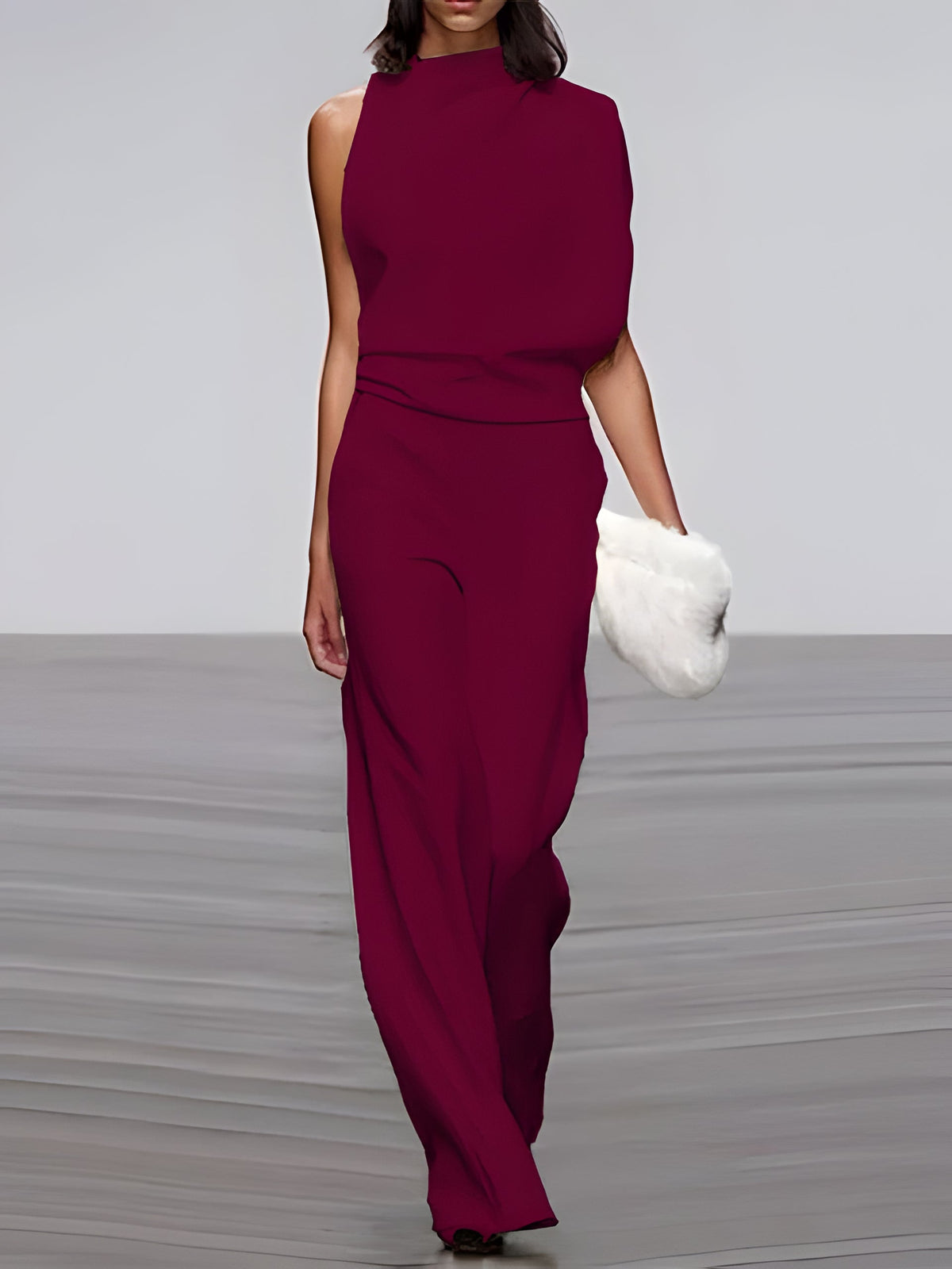 Women's sleeveless round-neck jumpsuit with flared legs by Belro, featuring a stylish and comfortable pants design.