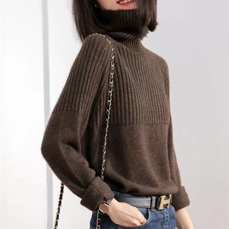 Belro women's cashmere turtleneck sweater in soft, cozy knit, perfect for stylish winter wear.
