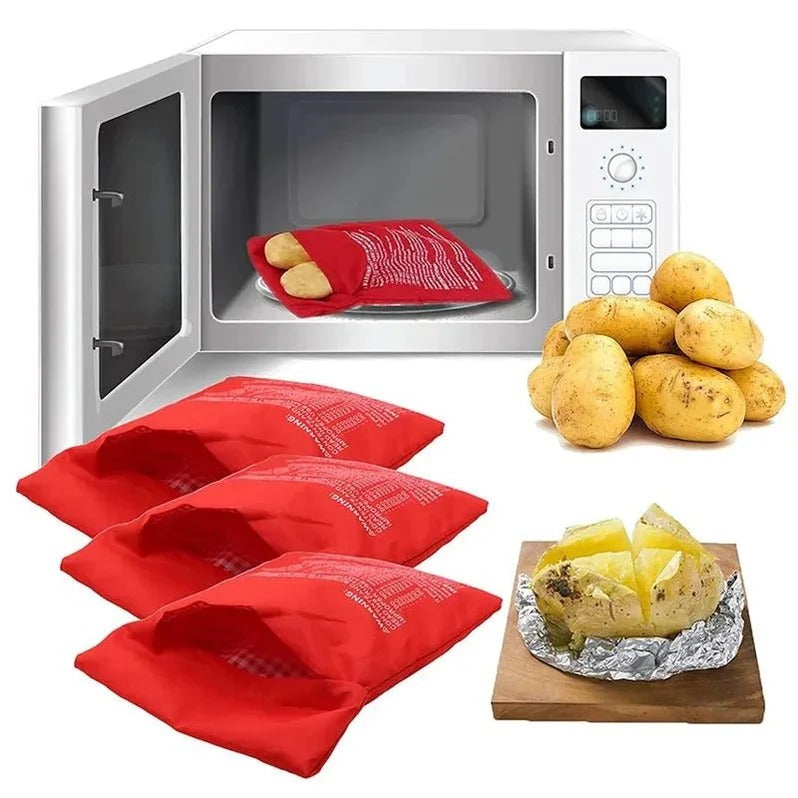 Belro microwave potato bag made of soft fabric, designed for easy heating and cooking potatoes in the kitchen.