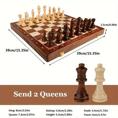 Wooden chess set by Belro featuring carved chess pieces on a polished wooden board, ideal for strategic gameplay.