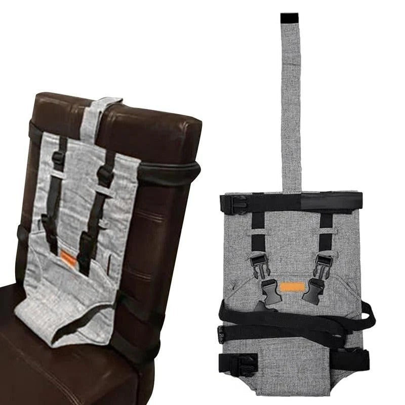 Belro compact travel high chair with adjustable harness, designed for easy portability and secure seating for babies.
