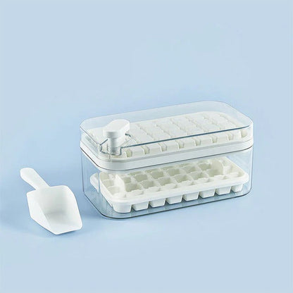 Belro One-Click Ice Tray System for kitchen use, showing the tray with ice cubes and easy-release mechanism.