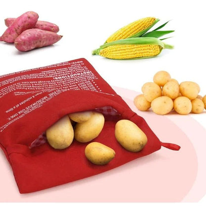 Belro microwave potato bag in natural fabric, designed for quick and easy potato cooking in the microwave.