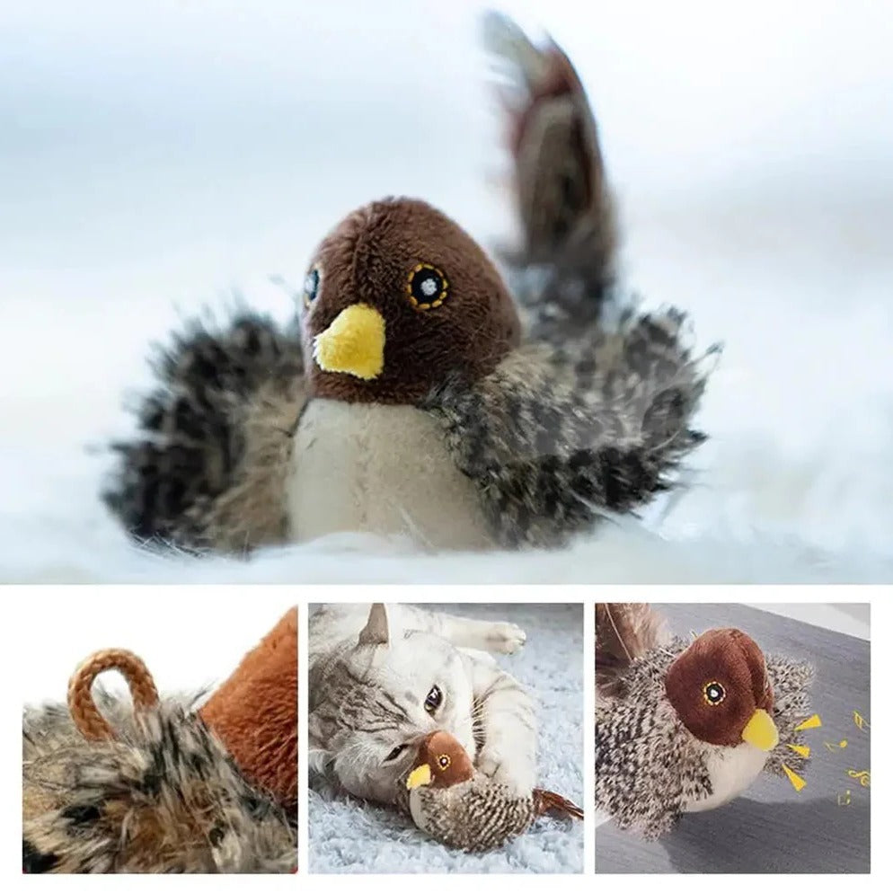 Belro interactive sound bird cat toy with flapping feathers for indoor cats, designed to stimulate and entertain feline pets.