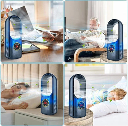 Belro blade-free silent portable air conditioner for home and office, compact design with digital control and air vents.