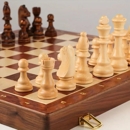 Belro wooden chess set with carved pieces and a matching wooden board, perfect for strategic board game play.