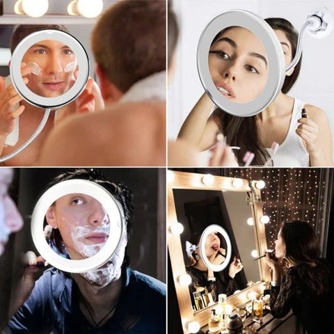 Belro LED 10x magnifying mirror for beauty and makeup, featuring built-in LED lights for detailed facial grooming.