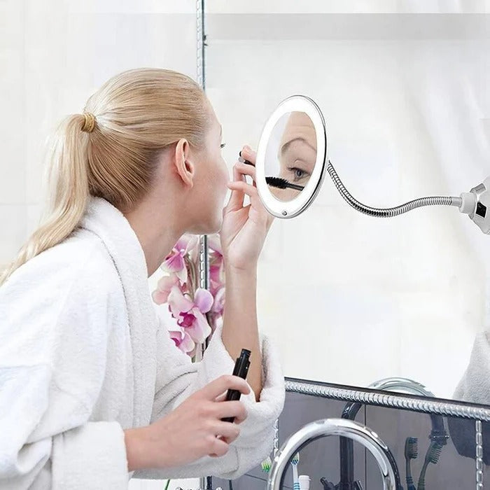 Belro LED 10x magnifying mirror for makeup and beauty, with built-in LED lights for enhanced close-up reflection.