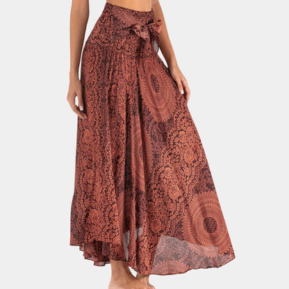 Belro bohemian maxi skirt for women featuring flowy fabric and intricate patterns, perfect for casual or boho-chic style.