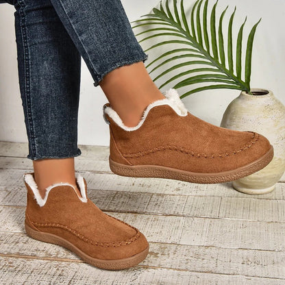 Belro women's comfortable winter shoes paired with winter hats, showcasing cozy winter accessories in a stylish outdoor setting.