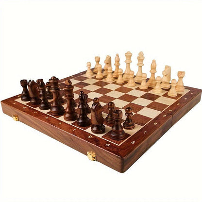 Belro wooden chess set with intricately carved chess pieces and game board, ideal for toys and strategic gameplay.