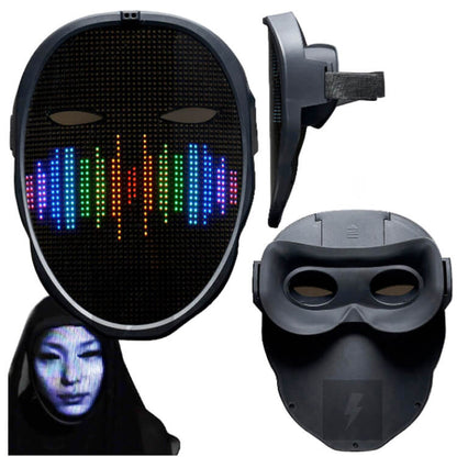Belro LED smart mask with colorful lights, wearable costume accessory for costumes and fashion events.