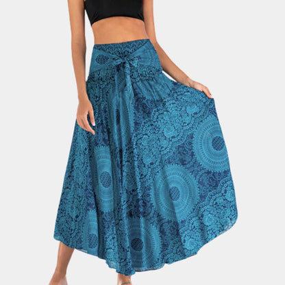 Belro bohemian maxi skirt for women featuring flowing fabric and intricate patterns, perfect for casual or boho-chic styles.