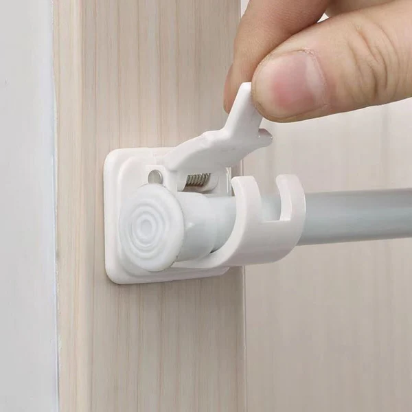 Belro adjustable curtain holders for men clothing, featuring sleek design and secure hold, shown on a clothing rack.