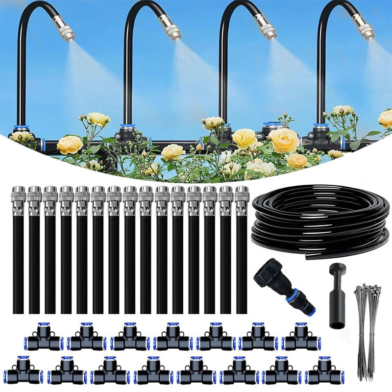 Belro drip irrigation kit with 360-degree flexible hose for outdoor garden watering, includes connectors and adjustable emitters.