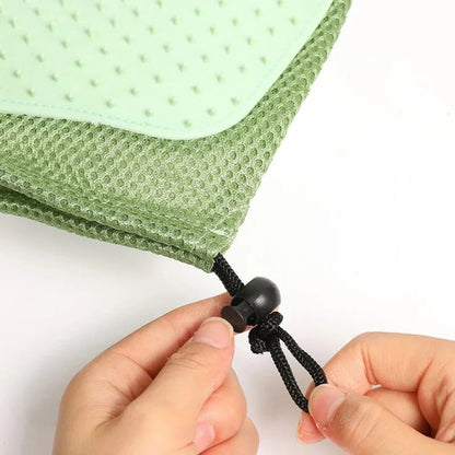 Belro 2-in-1 cat grooming glove showing soft silicone side and adjustable strap for easy pet grooming.