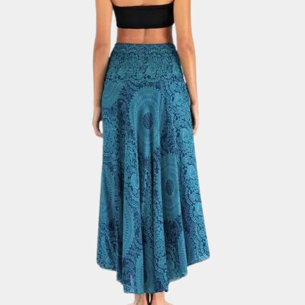 Belro bohemian maxi skirt for women with vibrant, flowing fabric and boho-inspired design, perfect for casual and summer wear.