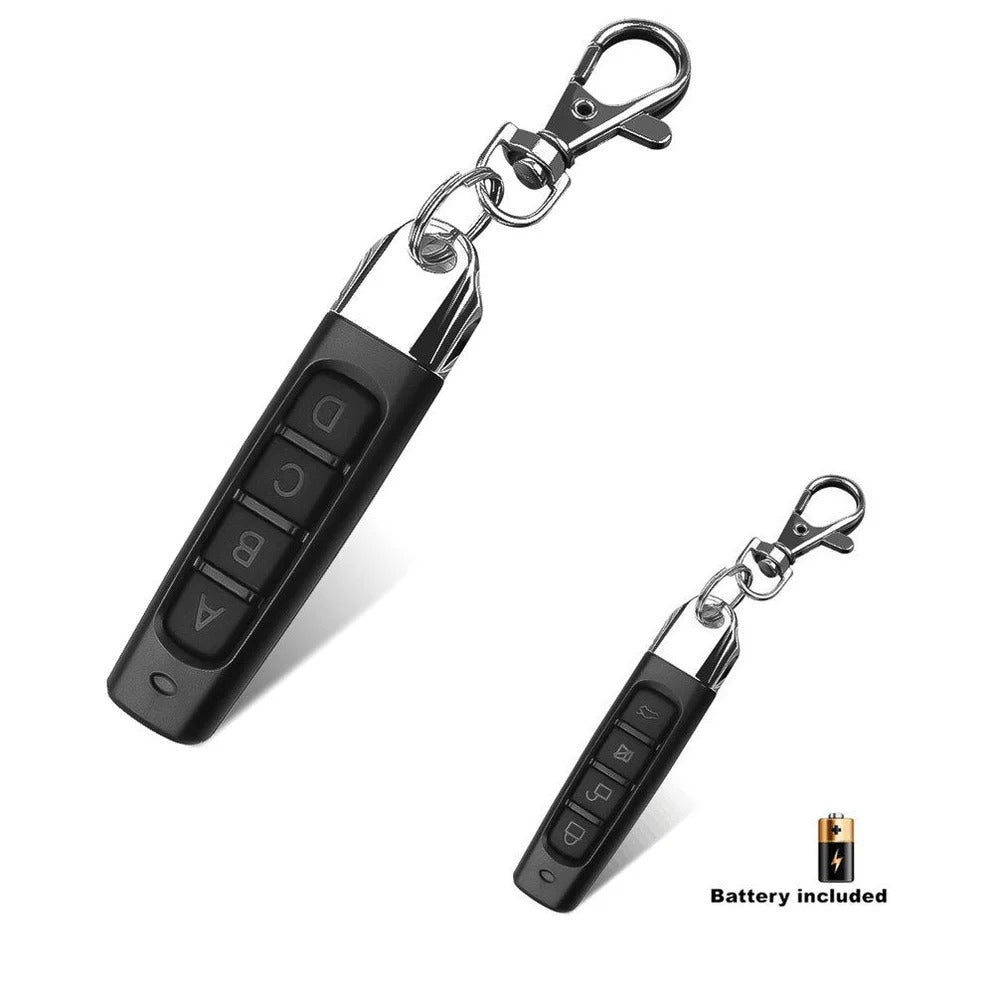 Belro 4-in-1 universal remote control duplicator for car, garage door, and gate, showing device with buttons and LED display.