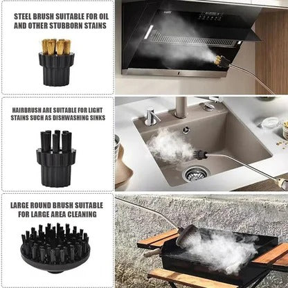 Belro high-pressure steam cleaning tool for outdoor use, showing a nozzle and steam spray for cleaning patios and outdoor surfaces.