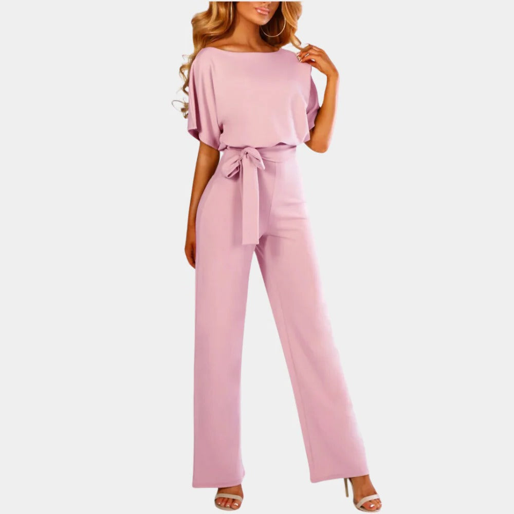 Belro stylish women's jumpsuit with fitted waist and wide-leg pants, featuring a sleek, modern design for casual or dressy occasions.