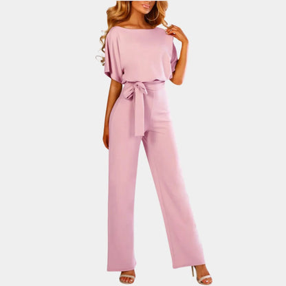 Belro stylish women's jumpsuit with fitted waist and wide-leg pants, featuring a sleek, modern design for casual or dressy occasions.