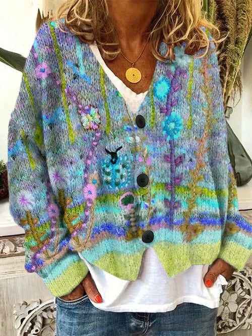 Retro women's cardigan by Belro featuring a classic automotive-inspired design, displayed on a neutral background.