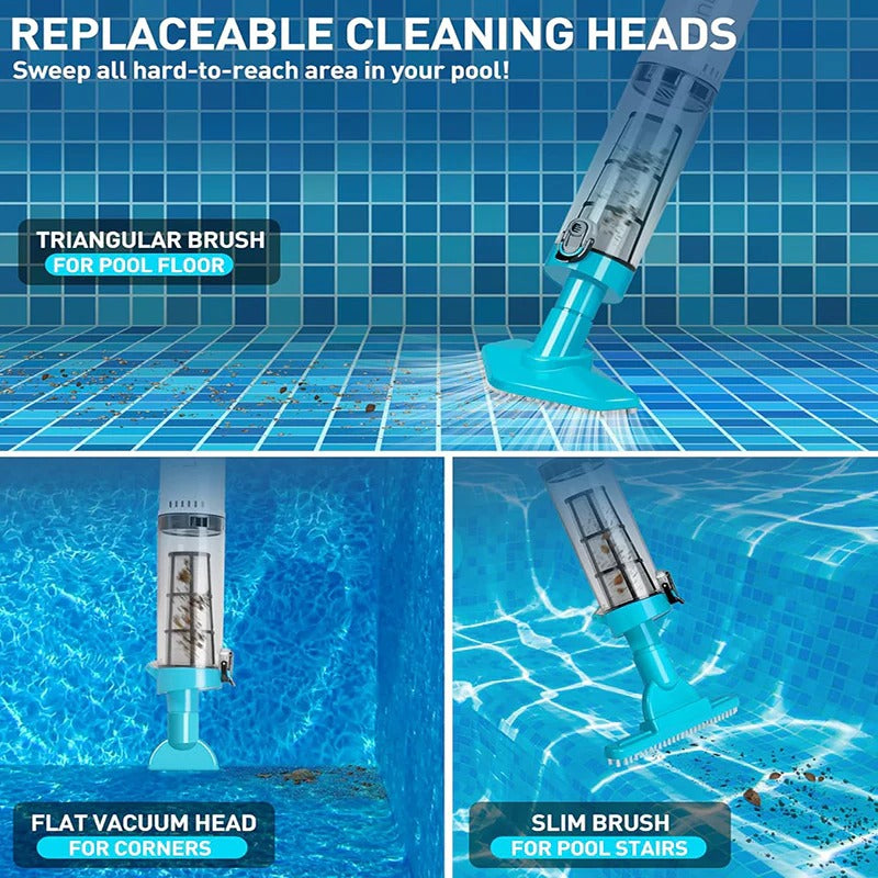Belro 3-in-1 cordless rechargeable pool vacuum cleaner with sleek design and adjustable handle for outdoor pool cleaning.