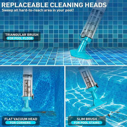 Belro 3-in-1 cordless rechargeable pool vacuum cleaner with sleek design and adjustable handle for outdoor pool cleaning.