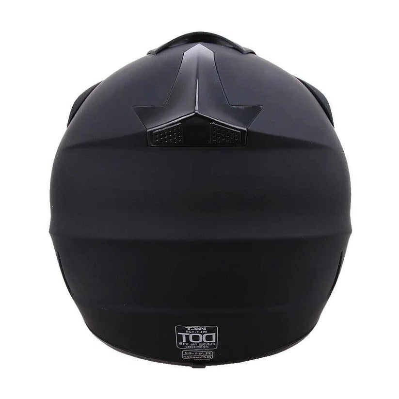Full face Belro snowmobile helmet with integrated goggles, black exterior, and secure chin strap for winter snowmobiling.