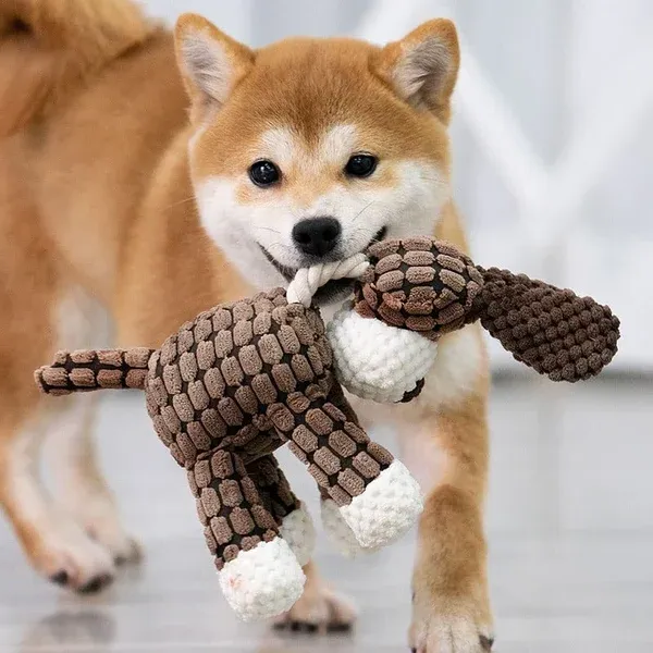 Belro plush dog toy designed for aggressive chewers, soft fabric with durable stitching for long-lasting play.