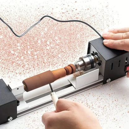 Belro Mini Wood Lathe Machine for woodworking projects, featuring compact design and adjustable speed controls.