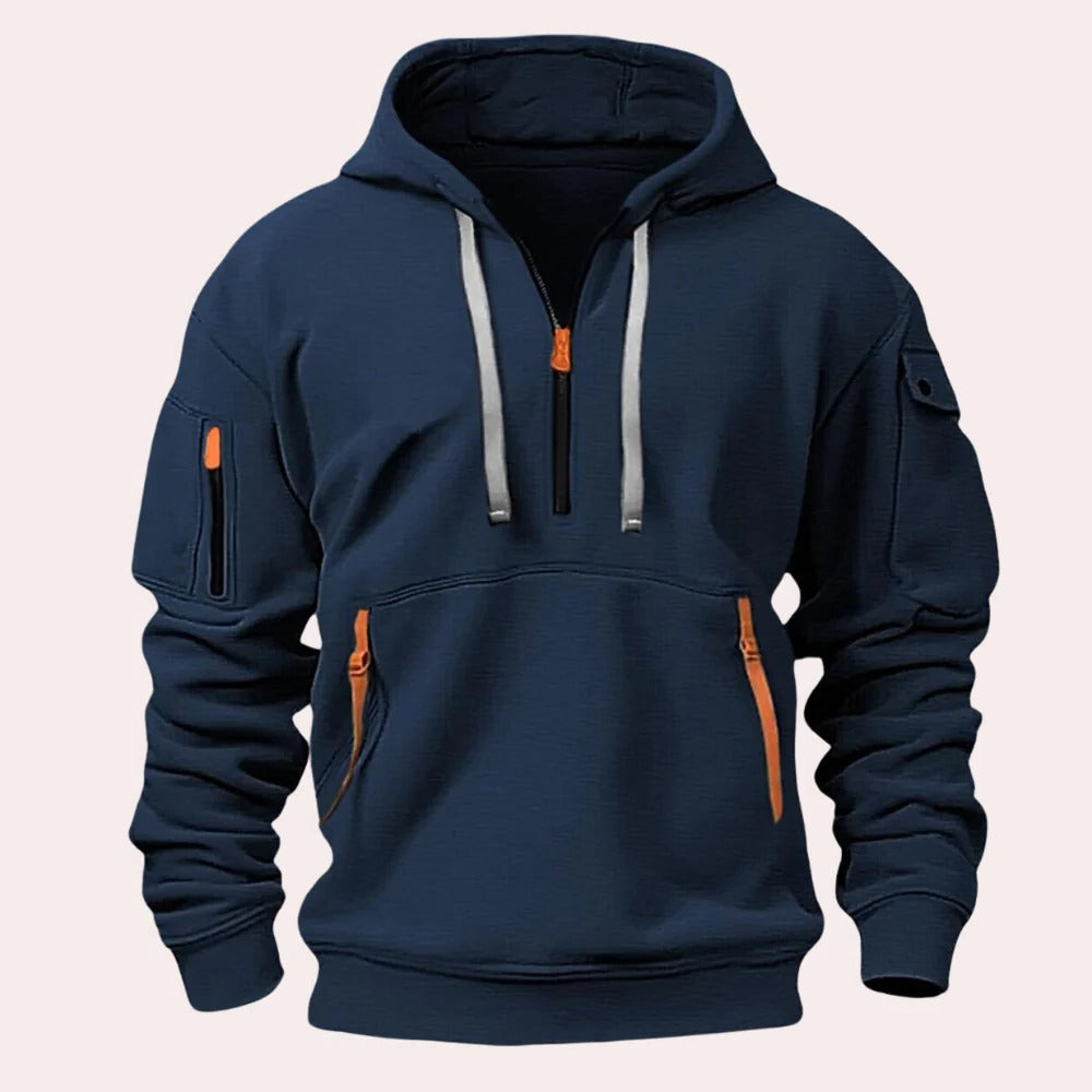 Belro men's hoodie in soft fabric, featuring a relaxed fit and stylish design for comfortable activewear.
