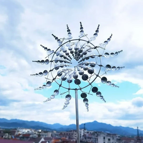 Belro metal garden windmill with dual motion wind spinner, decorative garden decor for outdoor spaces