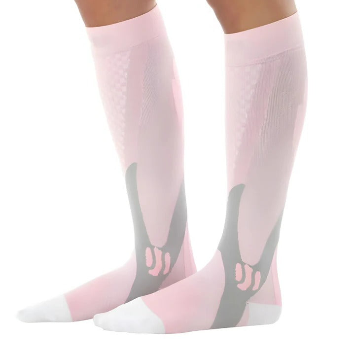 Belro high compression stockings in black, knee-high socks designed for improved circulation and support.