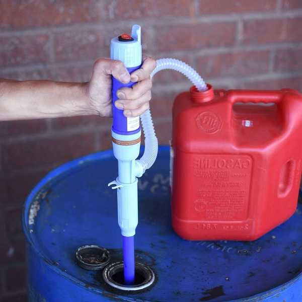 Belro electric liquid transfer pump and siphon for gas, diesel, water, battery-powered hand pump in a hardware tool setting