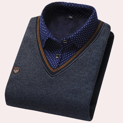 Men's Belro shirt collar sweater featuring a classic collar and knit texture, perfect for casual or smart-casual wear.