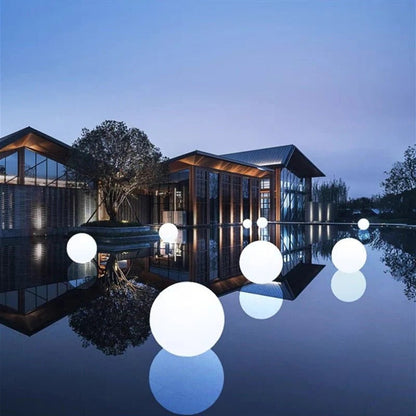 Wireless outdoor globe LED light by Belro, weatherproof 16-color sphere light for umbrella decor, illuminated and colorful.