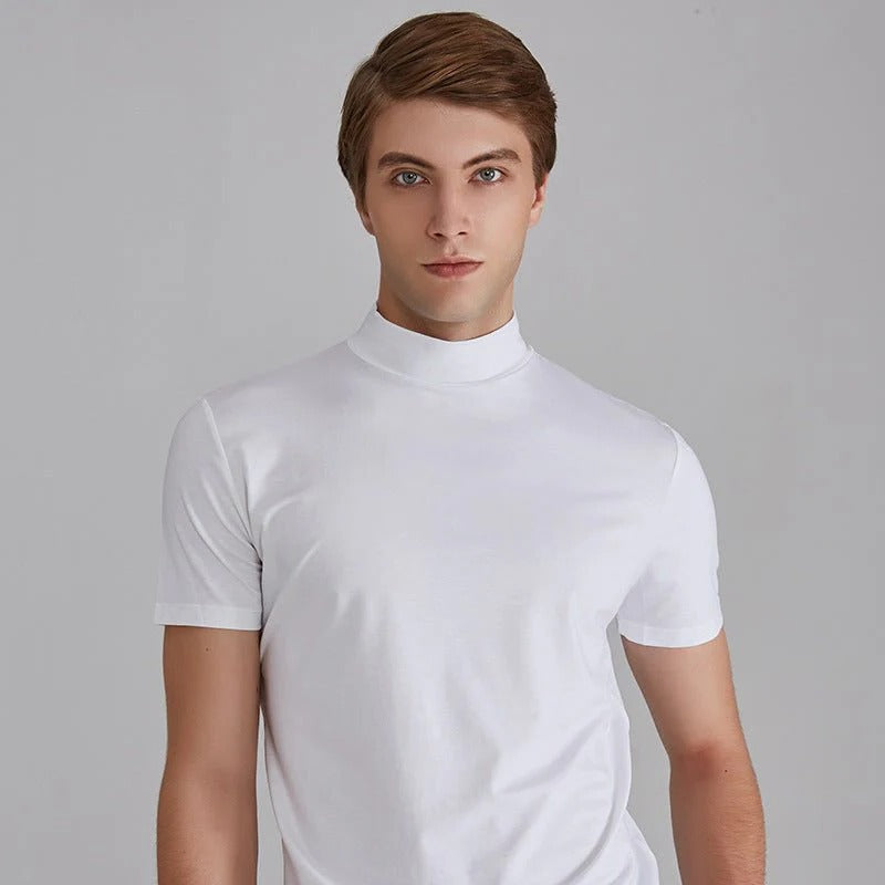 Men's casual cotton shirt by Belro featuring a fashionable fit, displayed on a hanger with a soft, neutral background.