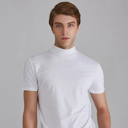 Men's casual cotton shirt by Belro featuring a fashionable fit, displayed on a hanger with a soft, neutral background.