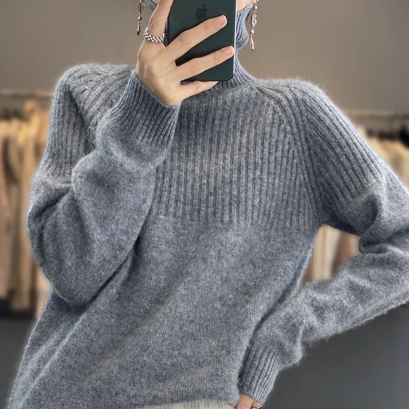 Belro women's cashmere turtleneck sweater featuring a cozy, soft knit in a classic design, perfect for stylish winter wear.