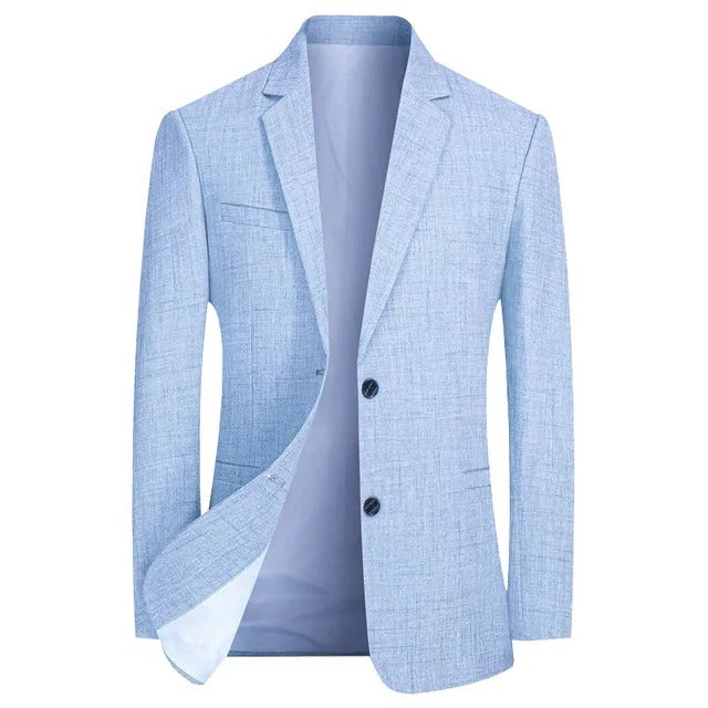 Men's elegant Belro blazer in a classic tailored fit, shown in dark navy with notched lapel and stylish button details.