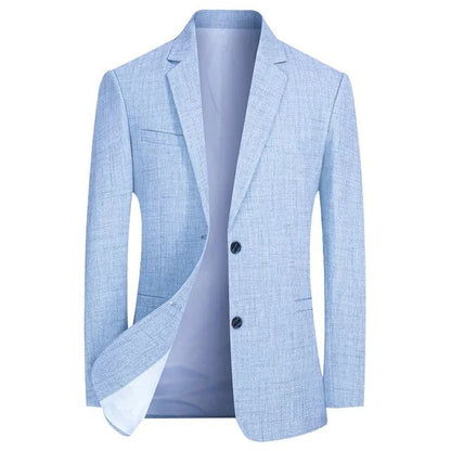Men's elegant Belro blazer in a classic tailored fit, shown in dark navy with notched lapel and stylish button details.