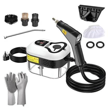 Belro high-pressure steam cleaning tool for outdoor home and garden use, showing a nozzle emitting powerful steam.