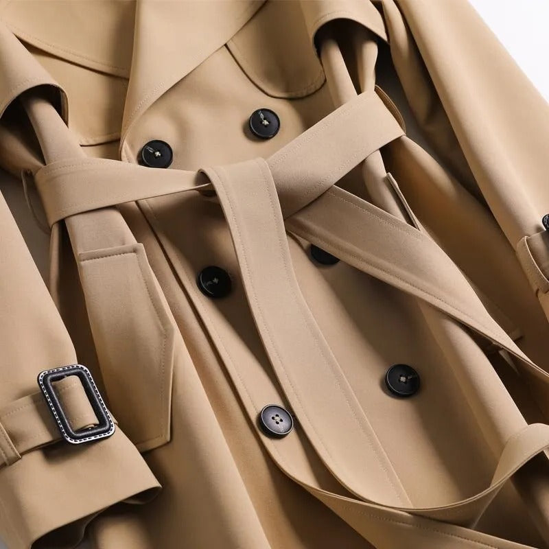 Belro classic trench coat showing a timeless, beige outerwear style with a tailored fit and traditional collar.