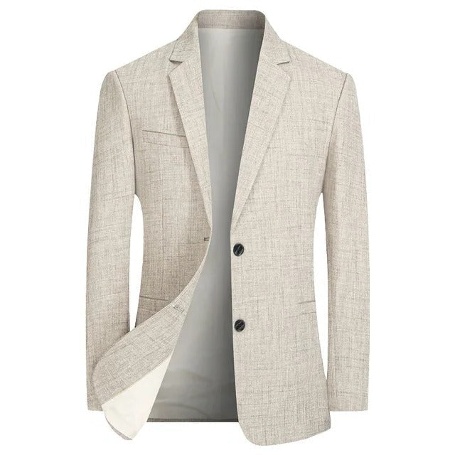 Men's elegant Belro blazer, tailored fit, navy blue color, featuring a classic lapel and button closure, front pockets visible.