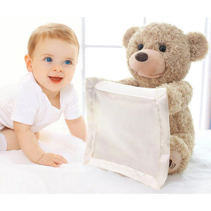 Belro Peek-A-Boo-Teddy interactive plush toy, designed for men, featuring soft fabric and playful design, suitable as clothing accessory.